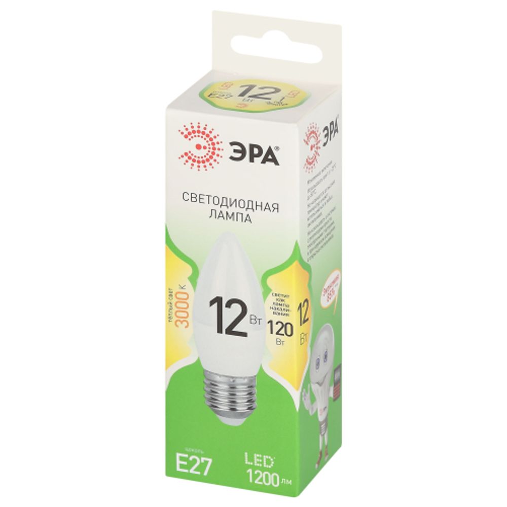 Лампочка светодиодная ЭРА GREEN LINE LED B35-12W-830-E27 GL E27 12 Вт свеча теплый свет