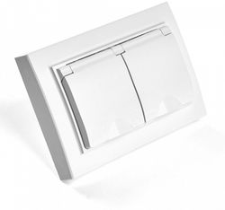 Розетка двойная с заземлением и со шторками, с крышкой Stekker Эрна 49139