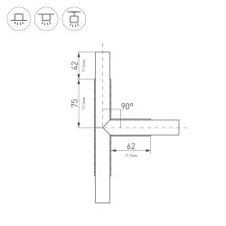 Тройник PLS-LOCK-H25-T90 (с экраном MAT-L) (Arlight, Металл) 026243