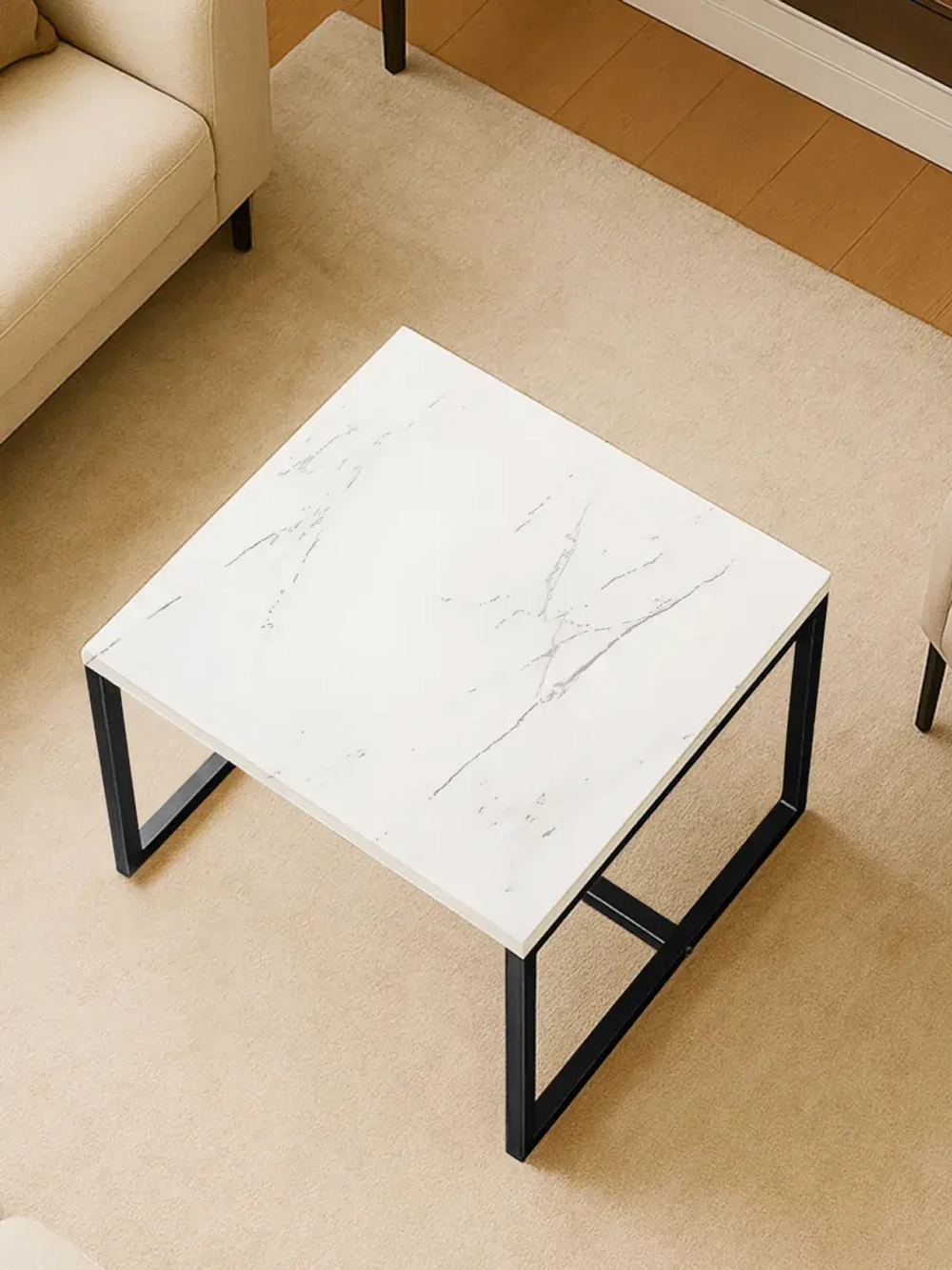 Компактный журнальный стол Куб - ЧБ - ЛДСП в ПВХ