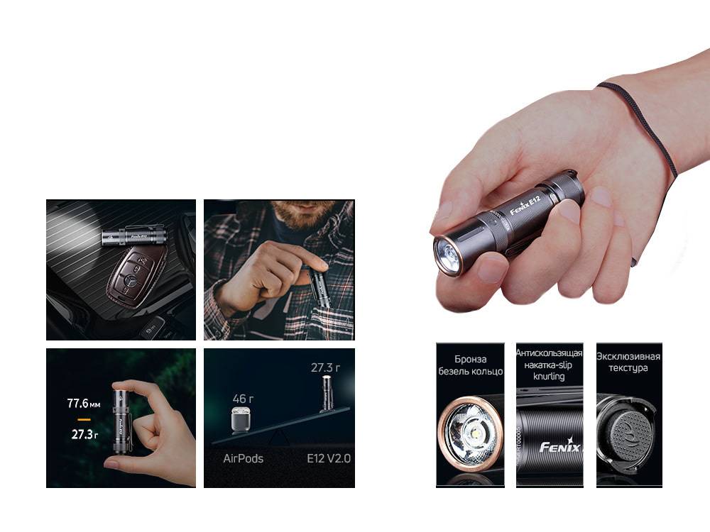Фонарь-брелок светодиодный Fenix E12V20, 160 лм