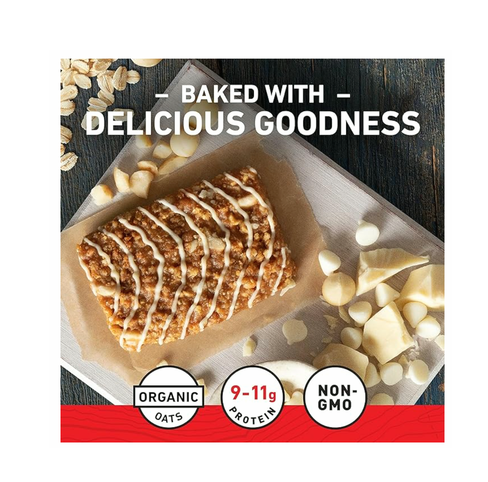 Clif Bar - Протеиновые батончики с белым шоколадом и орехом макадамии - Сделано из органического овса - 9 г белка - Не содержит ГМО - На растительной основе - Энергетические батончики