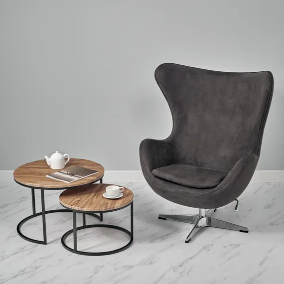 Кресло EGG STYLE CHAIR графит, искусственная замша