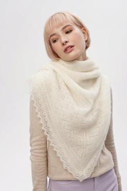 Оренбургский пуховый платок П2-100-02 экрю