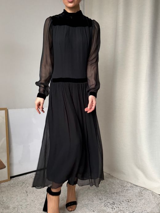 Платье тёмно-серое, S