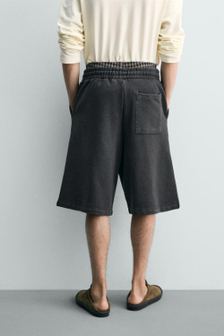 ZARA ШОРТЫ-ДЖОГГЕРЫ RELAXED FIT С ЭФФЕКТОМ ПОТЕРТОСТИ, ТЕМНЫЙ АНТРАЦИТ
