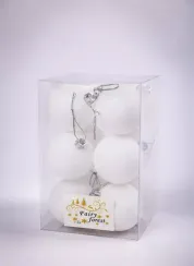 Набор пластиковых шаров Вероника 60 мм., белый матовый, 12 шт., ЕлкиТорг (150213)