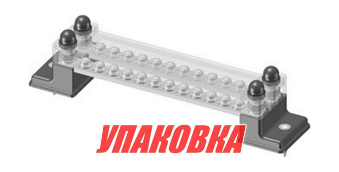 Колодка распределительная электромонтажная с защитной крышкой, 2 планки по 12 контактов (упаковка из 2 шт.)