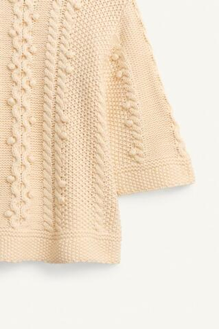 ZARA ТРИКОТАЖНЫЙ ДЖЕМПЕР С КОРОТКИМИ РУКАВАМИ, ЭКРЮ