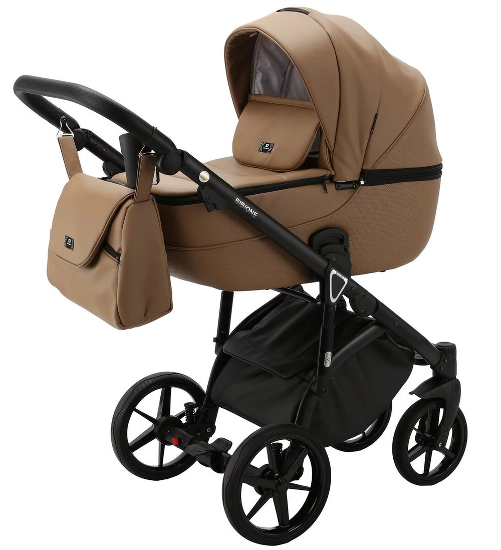 Детская коляска Adamex Bibione Deluxe 3 в 1 BI-SA09 (Т.БЕЖЕВАЯ КОЖА)