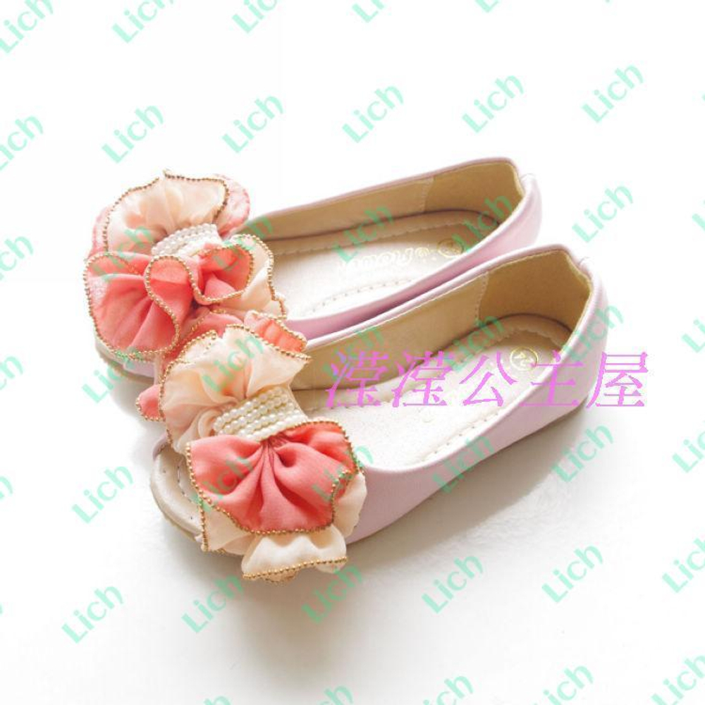 Туфли детские с открытым мыском и пышным бантом