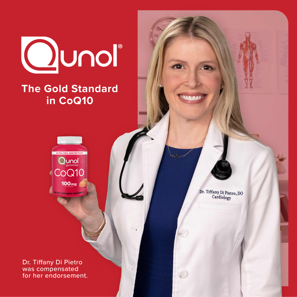 Qunol, коэнзим Q10, со вкусом насыщенного апельсина, 60 жевательных таблеток (50 мг в 1 таблетке)