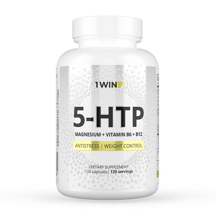 5-Гидрокситриптофан с Магнием и Витаминами В6 и В12, 5-HTP with Magnesium and Vitamin B, 1Win, 60 капсул