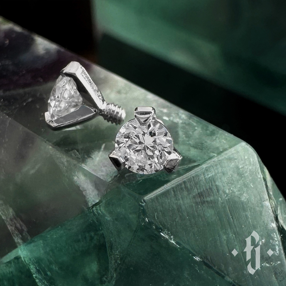 Накрутка "Three Prongs v.2" - Белое золото - White CZ