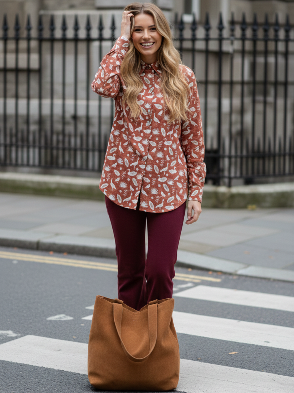 Рубашка Оверсайз изо льна кирпичного цвета