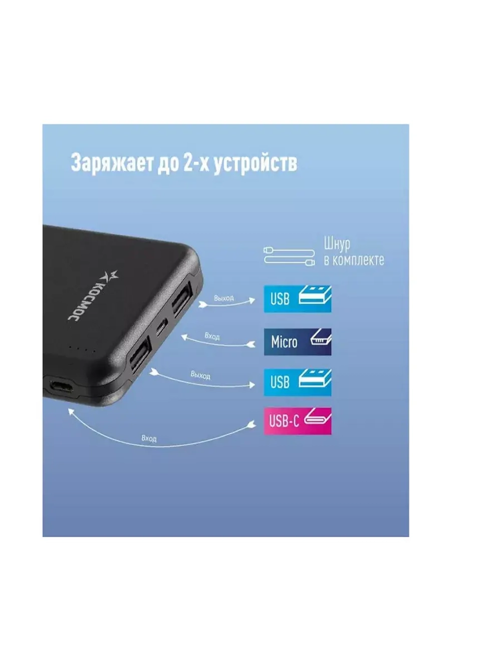 Внешний аккумулятор Power bank 10000mAh