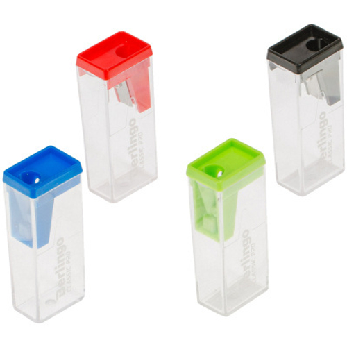 Точилка пластиковая Berlingo "Classic Pro" 1 отверстие, контейнер, ассорти