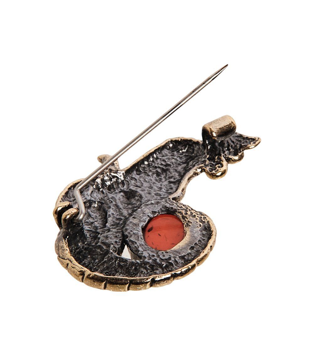 AM-2851 Брошь «Знак зодиака-Овен « (латунь, янтарь)