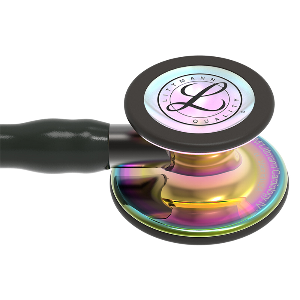 Стетоскоп Littmann Cardiology IV, черный, радужная акустическая головка, дымчатый ствол (6240)