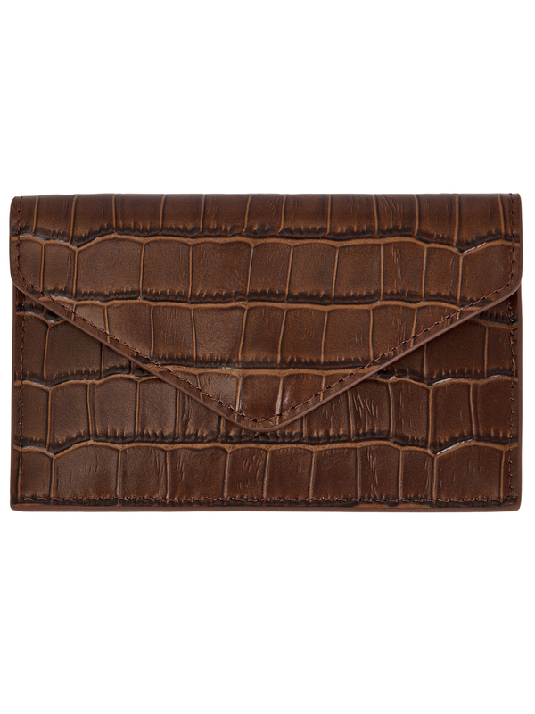 Картхолдер ENVELOPE CROCO шоколадного цвета