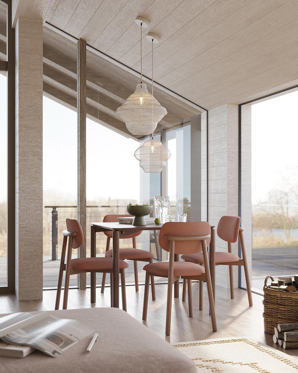 Светильник подвесной Vinger, Ø45х50 см, бежевый