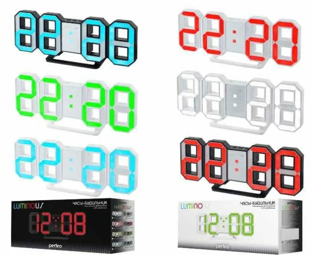 Часы-будильник Perfeo PF-6111 LUMINOUS red