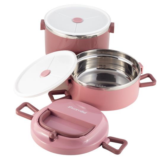 Ланч бокс двойной 1700 мл. Kamille KM 2136 пластик, нержавеющая сталь