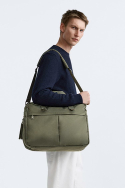 ZARA НЕЙЛОНОВЫЙ ПОРТФЕЛЬ, ЗЕЛЕНЫЙ ХАКИ