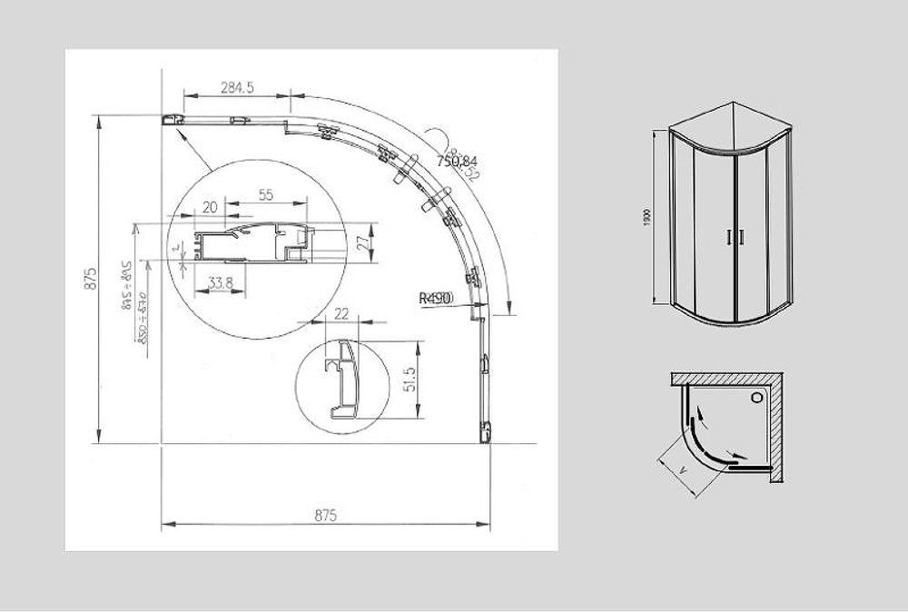 Душевой уголок Ravak Blix XP2CP4-90 90х90 X3B270C00Z1C профиль Хром стекло Transparent
