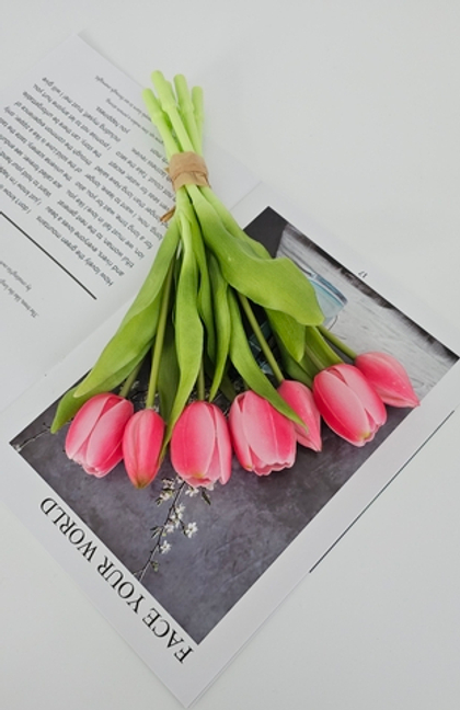 Тюльпаны 30 см 7 цветов / #08 (ярко-розовые)