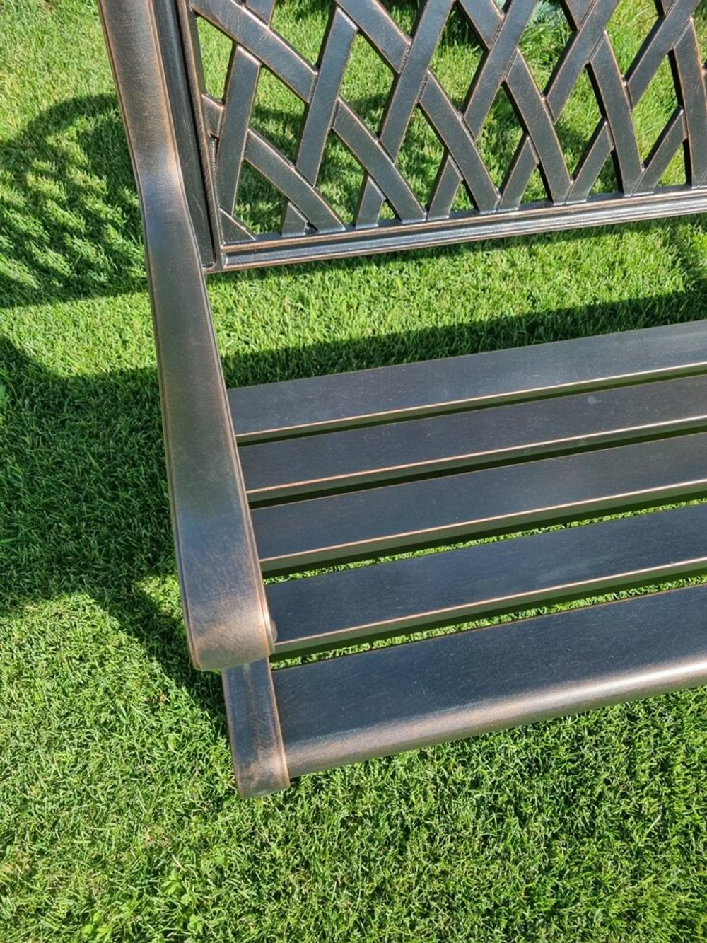 Скамья из литого алюминия для сада Ultimo, античная бронза