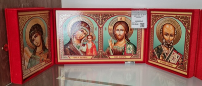 Складень барх.тр. 16*28 Ангел Хранитель-Спаситель-Казанская БМ-Николай Чудотворец №1(Ков) 11003363