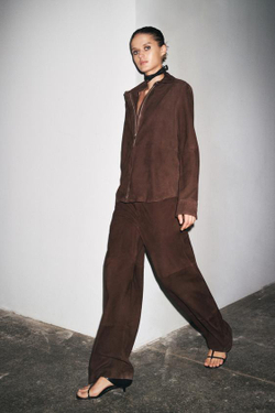 ZARA БРЮКИ ИЗ 100% ЗАМШИ — ZW COLLECTION, LIMITED EDITION, КОРИЧНЕВЫЙ