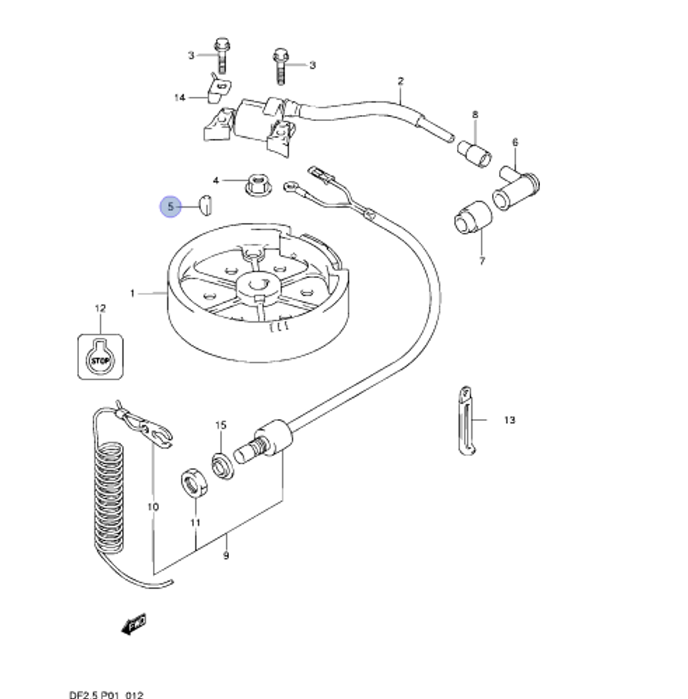Шпонка магнето для лодочных моторов Suzuki 08341-31039-000
