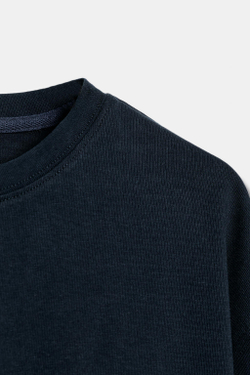 ZARA УКОРОЧЕННАЯ ФУТБОЛКА ОВЕРСАЙЗ, МОРСКОЙ СИНИЙ