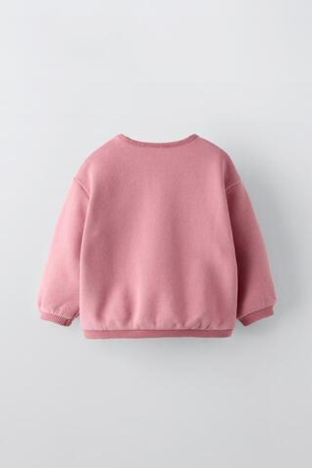 ZARA ТОЛСТОВКА С ПРИНТОМ «КРОЛИК», РОЗОВАТЫЙ
