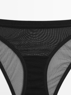 Massimo Dutti Трусы из полупрозрачной сетчатой ткани, черный