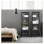 Шкаф со стеклянной дверью - FABRIKÖR IKEA/ ФАБРИКОР ИКЕА, 57x150х47 см, прозрачный/ темно-серый
