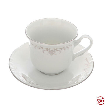 Чайный сервиз на 6 персон Thun Констанция серый орнамент отводка платина 17 предметов