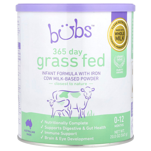 Aussie Bubs, 365 Day Grass Fed, смесь для младенцев с сухим коровьим молоком, для детей от 0 до 12 месяцев, 567 г (20 унций)