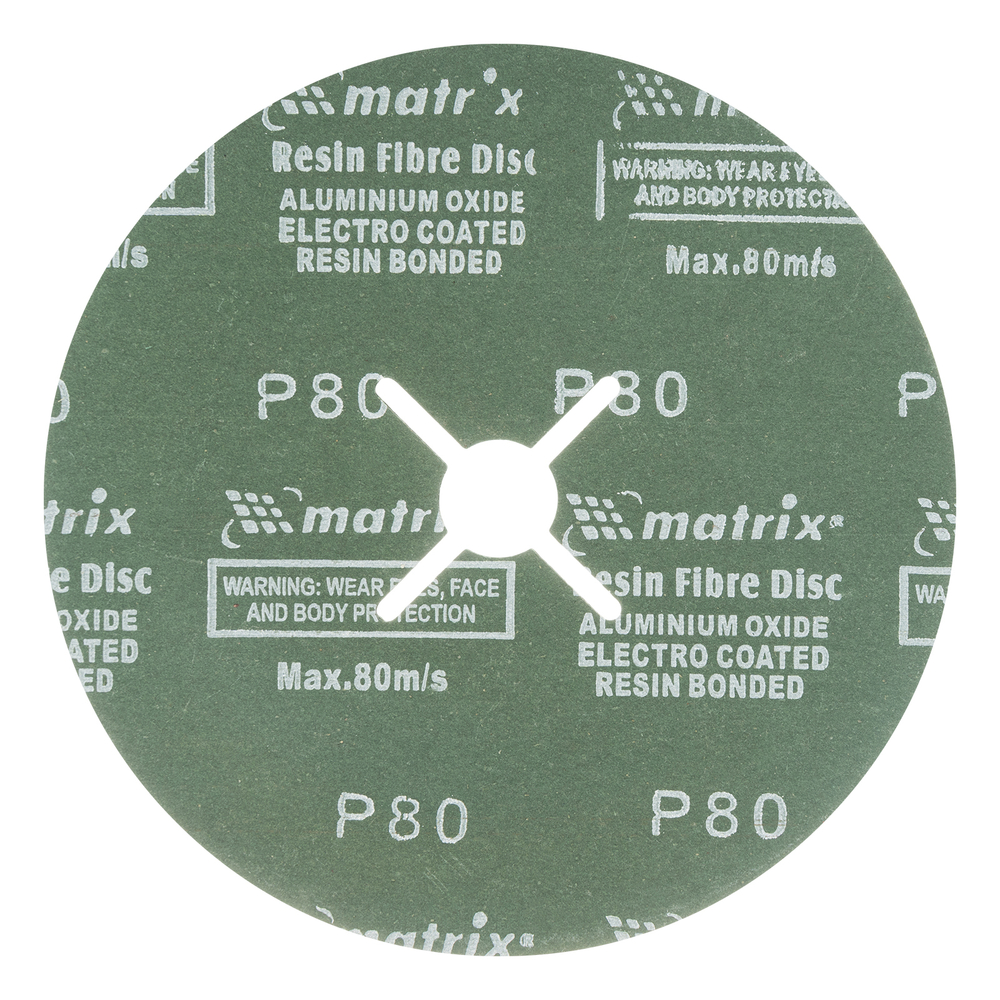 Круги фибровые 5 шт, Р 80, 180 х 22 mm Matrix 73922