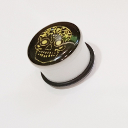 Плаги "Череп" для пирсинга ушей, диаметр 16 мм  1 штука (светятся в темноте) акриловые
