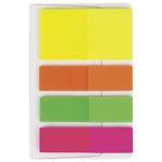 Закладки клейкие BRAUBERG НЕОНОВЫЕ, пластиковые, 3 цвета х 45х12 мм + 1 цвет х 45х26 мм, по 25 листов, 126698