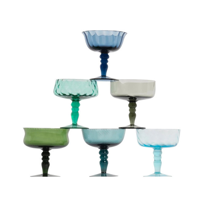 BITOSSI HOME Сет из 6 бокалов-креманок Blue&Green