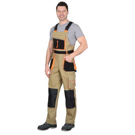 Полукомбинезон СИРИУС-МАНХЕТТЕН песочный с оранж. и черным тк. мех. стрейч пл. 250г/кв.м