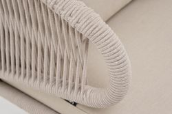 "Милан" кресло плетеное из роупа, каркас алюминий белый муар, роуп бежевый круглый, ткань бежевая 035