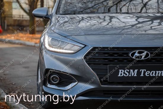 Реснички на фары широкие для Hyundai Solaris II