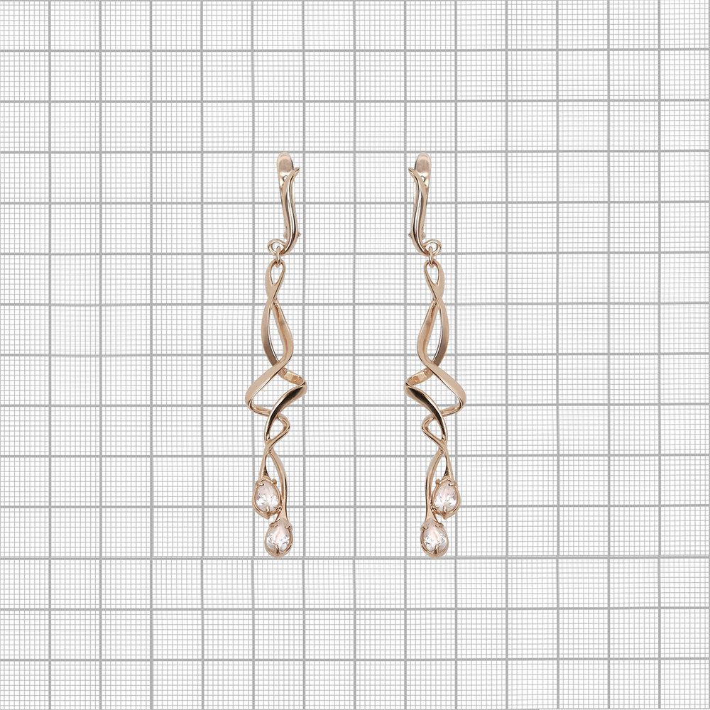 "Амаута" серьги в золотом покрытии из коллекции "Брызги шампанского" от Jenavi с английским замком