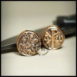 Темлячная бусина "Св. Георгий / Хризма" для ножей , бронза