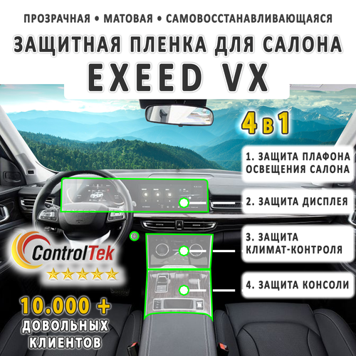 EXEED VX (2021) - комплект защитных матовых пленок 4 в 1. Пленка защитная ControlTek HYBRID со слоем TOP COAT. Толщина: 6 mil. (175 мкм.)